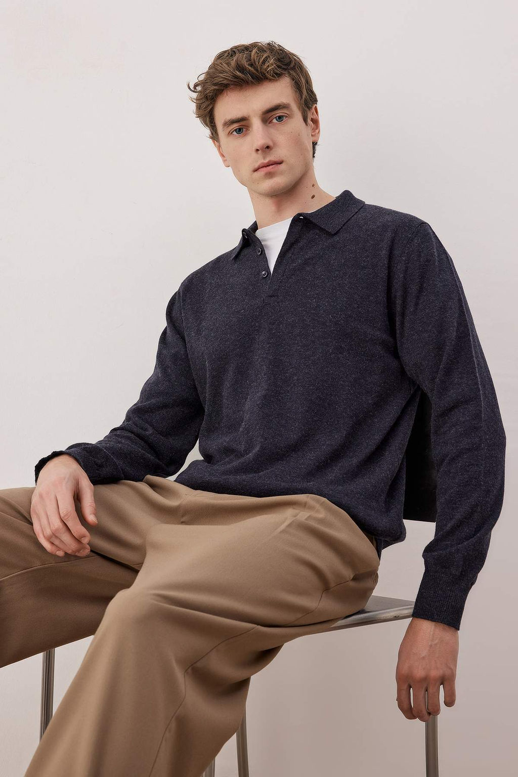 Lacivert Regular Polo Yaka Duz Kazak TMNAW26KZ00009