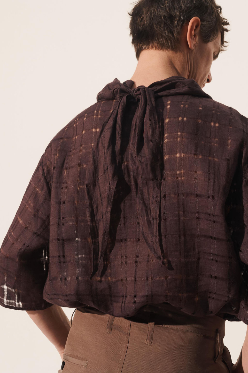 CAMISA PA?UELO ESTRUCTURA 100% LINO / Berenjena oscuro - Zara фото 3