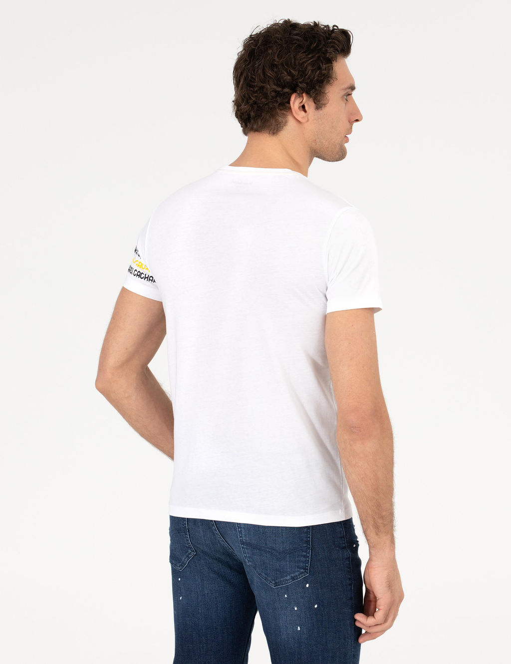 Beyaz Bisiklet Yaka Slim Fit T-Shirt