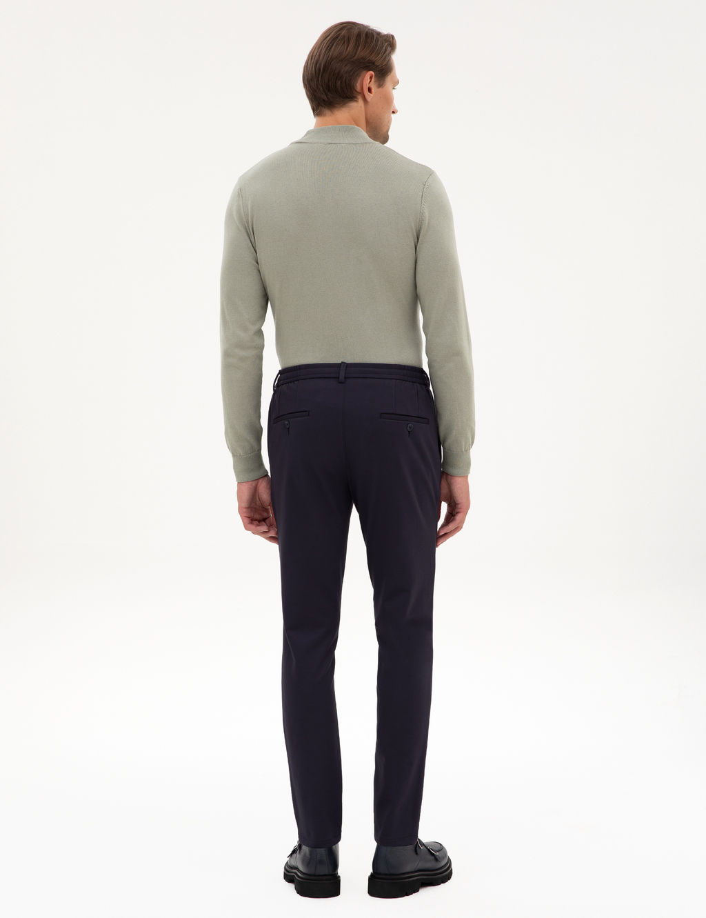 Lacivert Beli Lastikli Kordonlu Klasik Jogger Pantolon