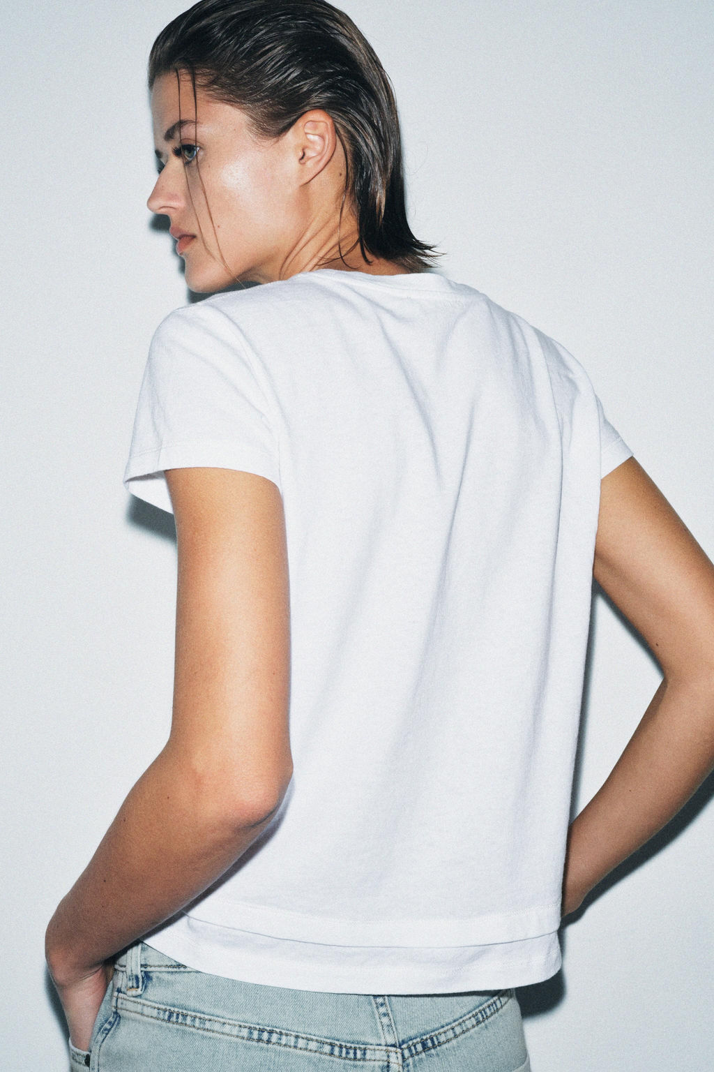 CAMISETA MANGA CORTA EFECTO DOBLE / Blanco - Zara фото 3