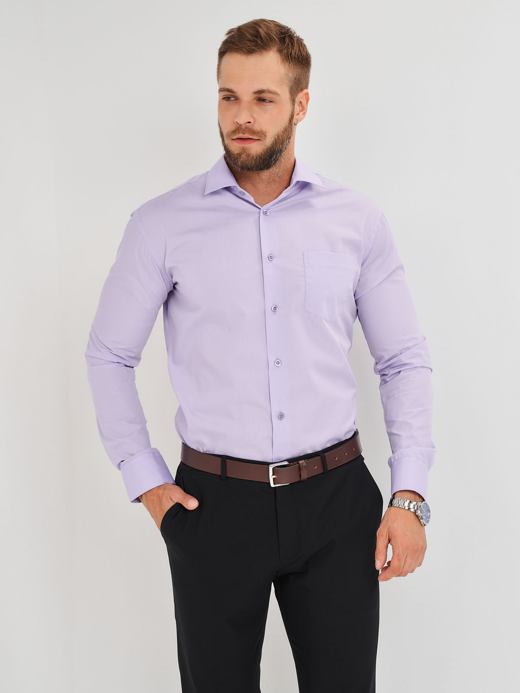 Сорочка мужская длинный рукав CASINO c730/157/pur/Z  фото 5