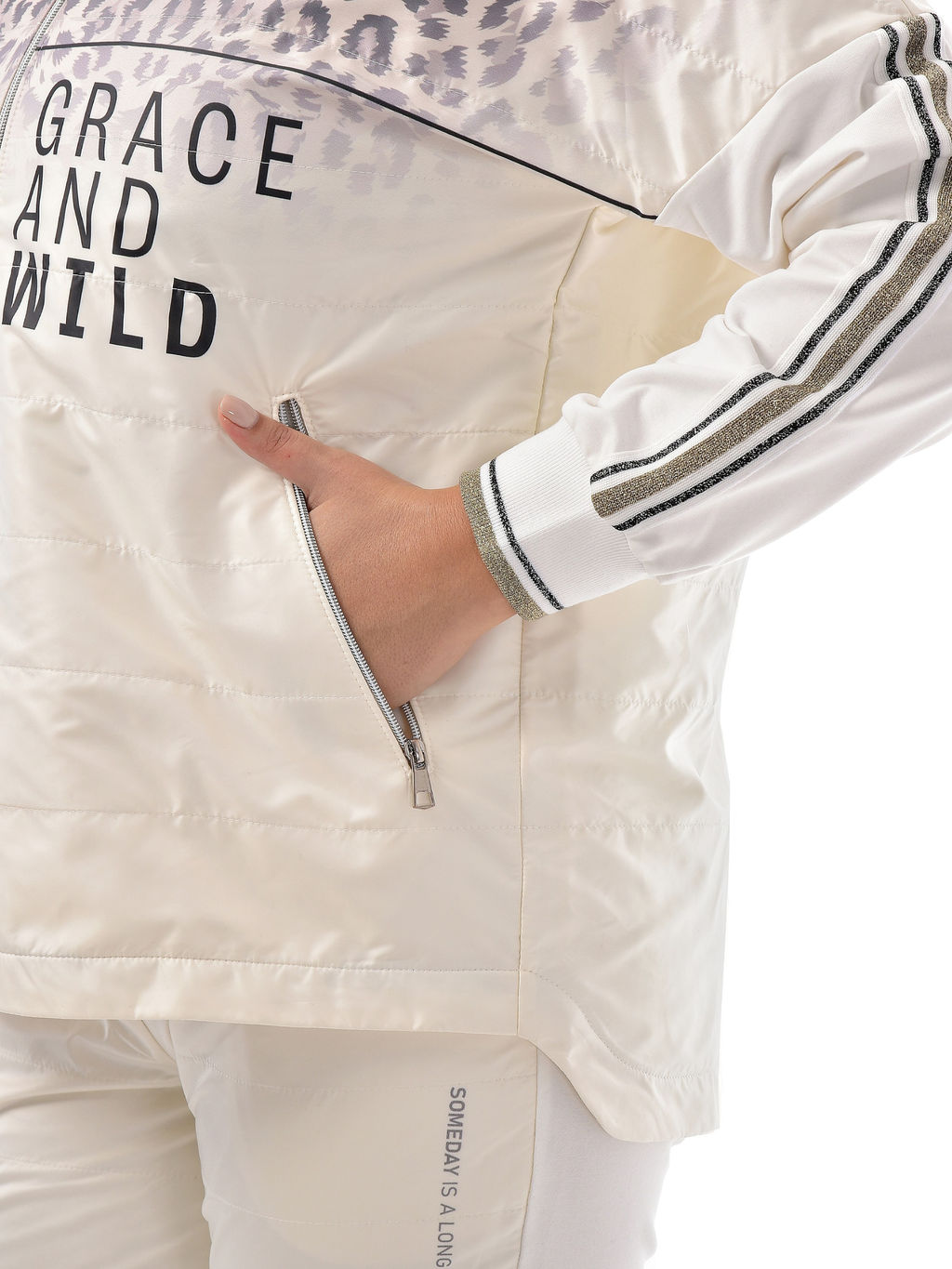 Толстовка из футера комбинированного с принтованной плащевой тканью - А+б коллекция фото 20