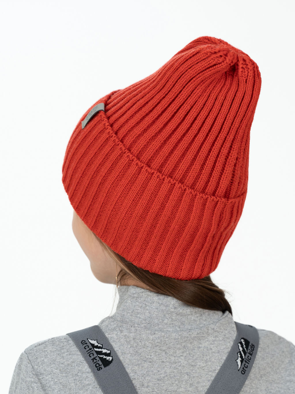 Шапка вязаная детская красная Ш-120 (56-58)