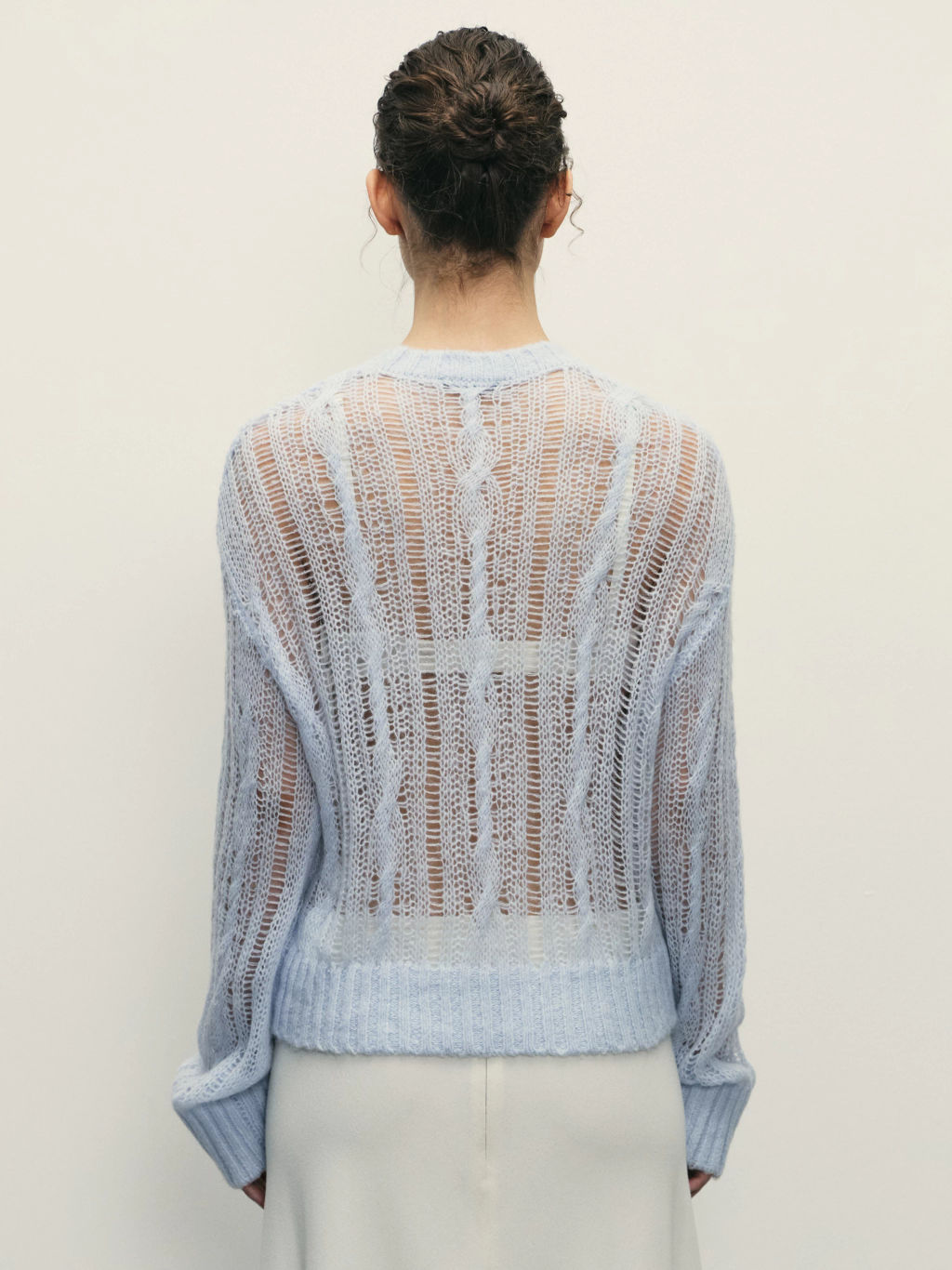 Джемпер из ажурной вязки с шерстью / Zarina фото 5