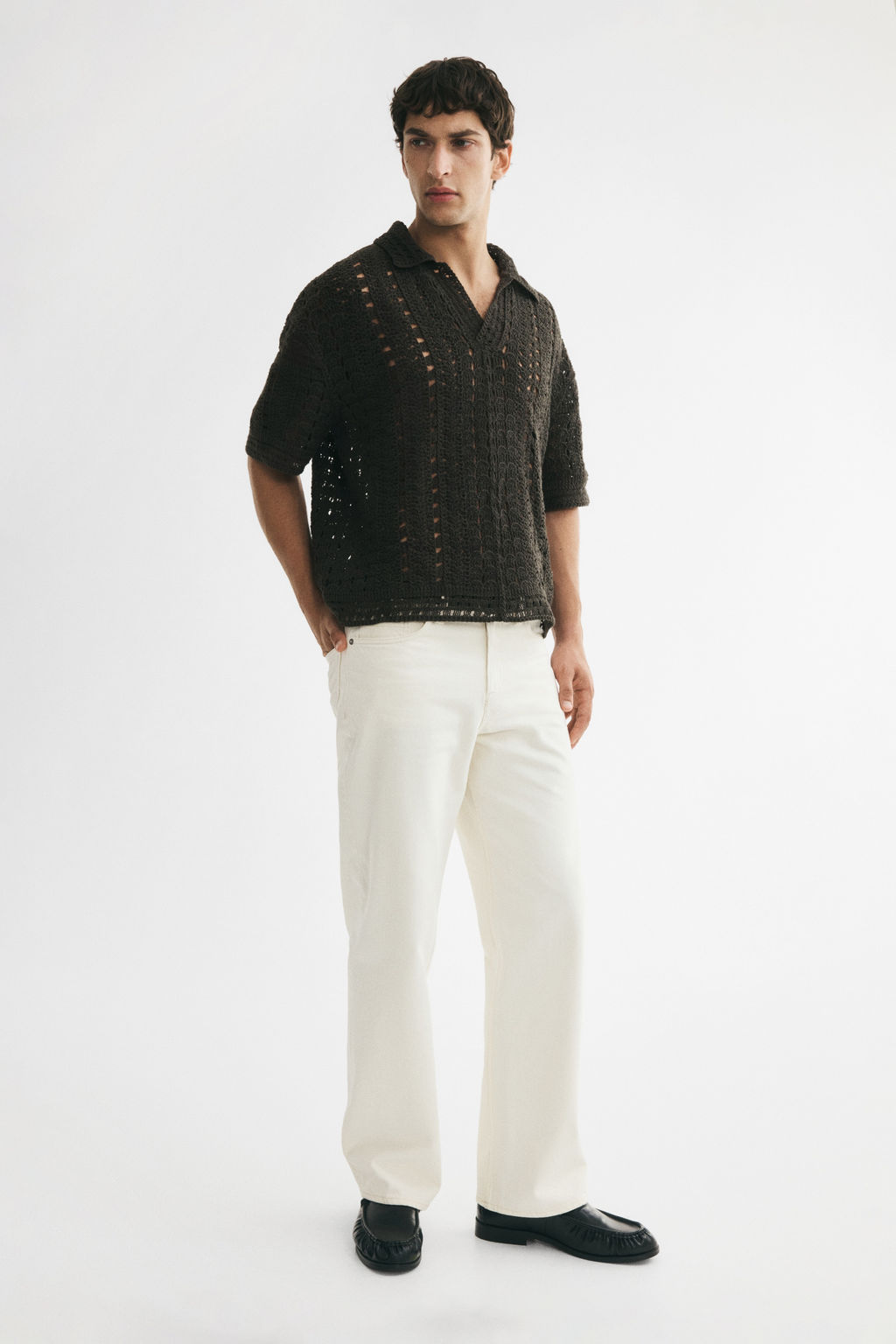 Polo efecto crochet Relaxed Fit - H&m фото 5