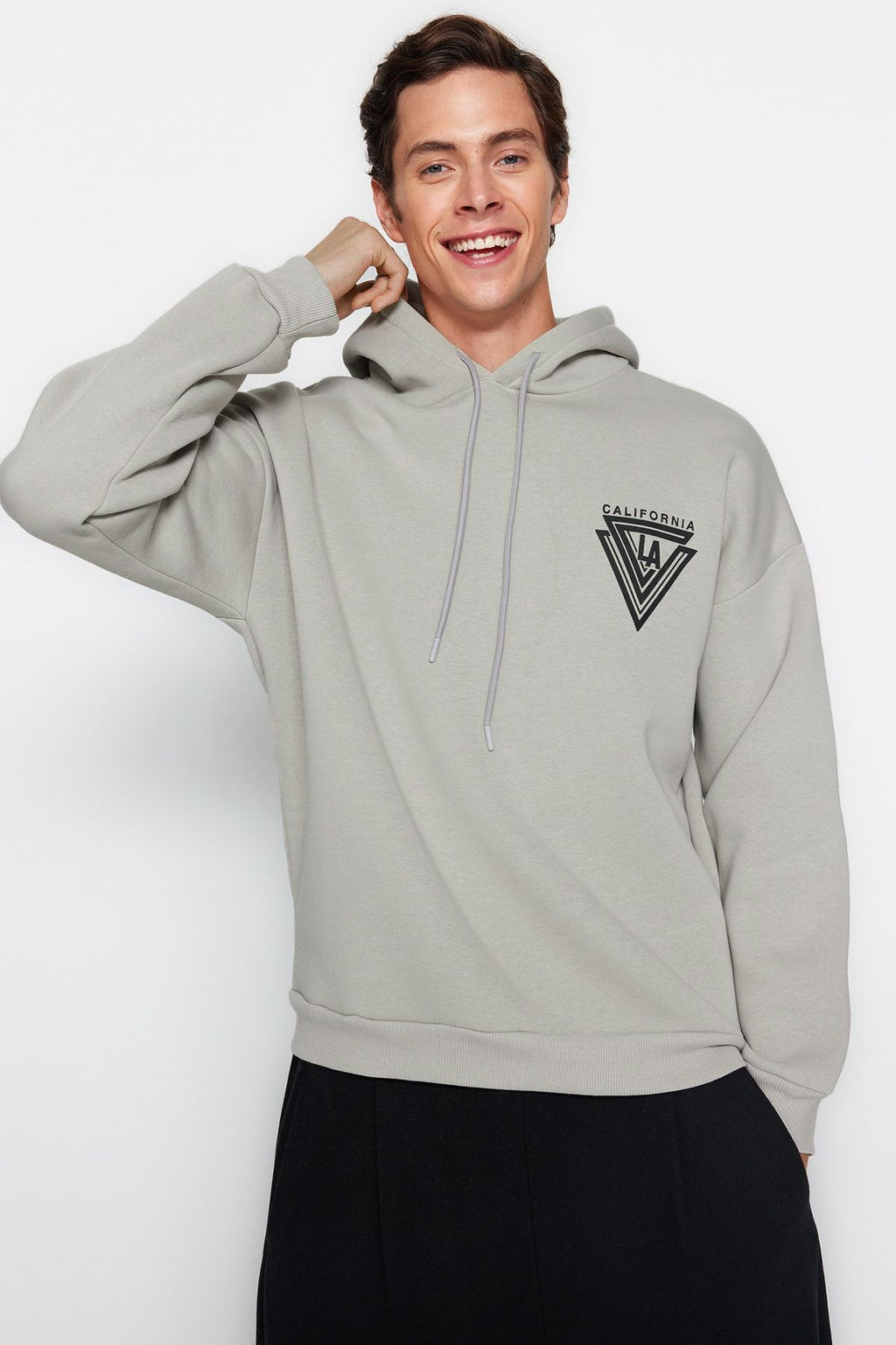 TRENDYOL MAN Turuncu %100 Pamuk Kapusonlu / Genis Kesim Kolej Bask?l? Ici Polarl? Sweatshirt TMNAW24SW00063 - Trendyolmilla фото 4