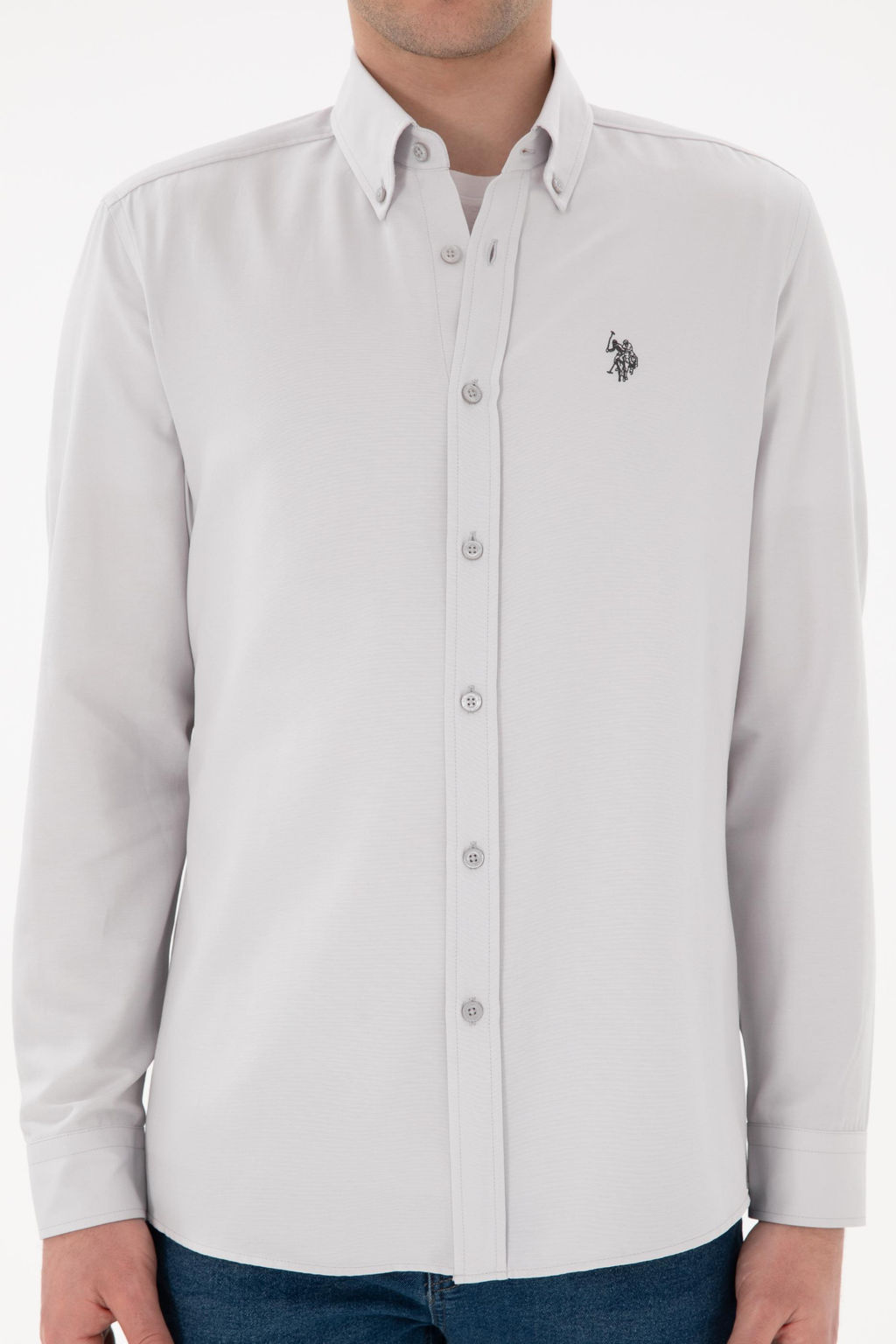 Erkek A__k Gri Uzun Kollu Basic G_mlek Sepette S_rpriz _ndirim - U.s. polo assn фото 6