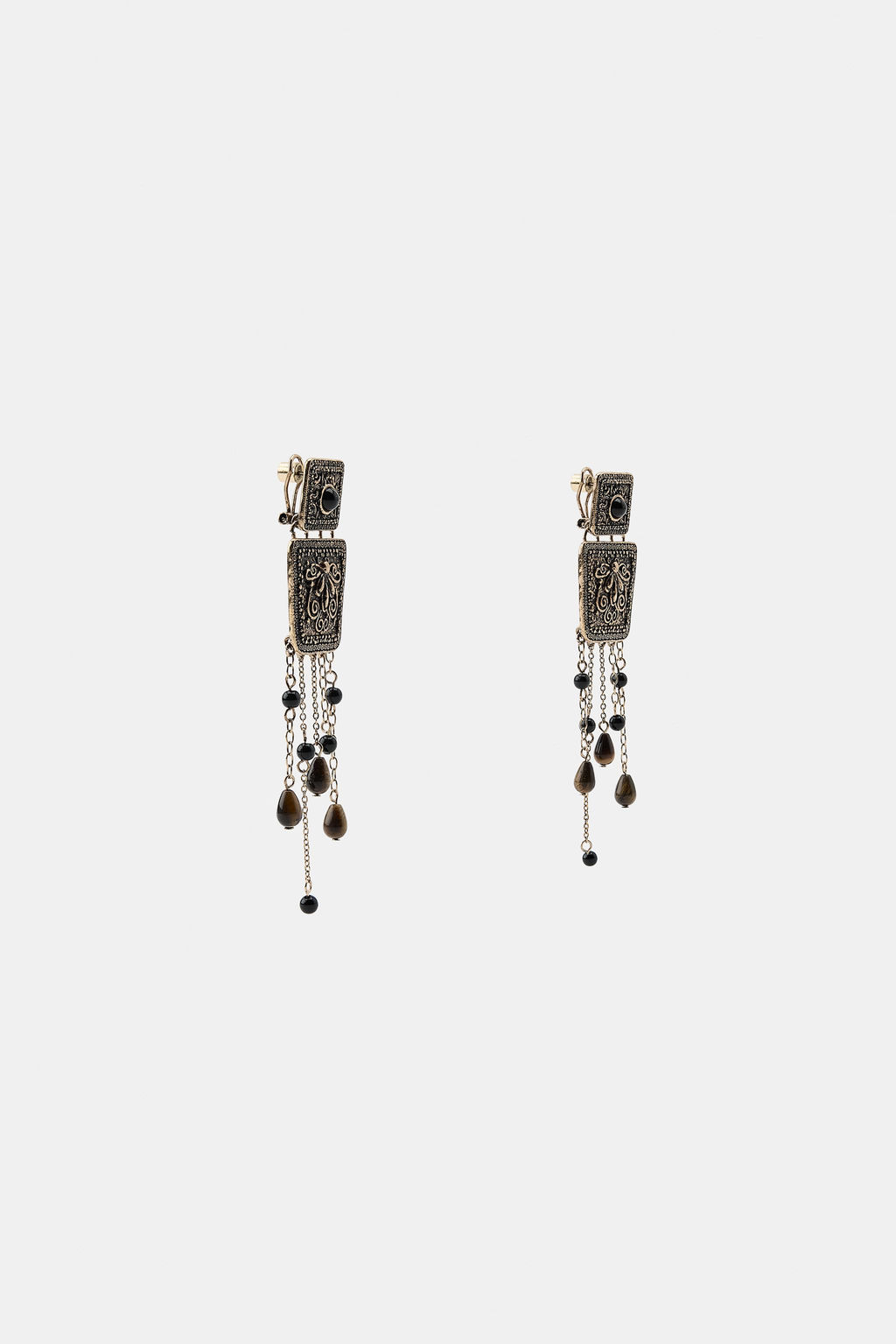 STONE FRINGE EARRINGS - Zara фото 3