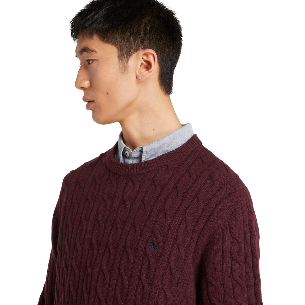 Свитер Timberland Sweater Phillips Brook Lambswool Cable Crew Regular бордовый  фото 5