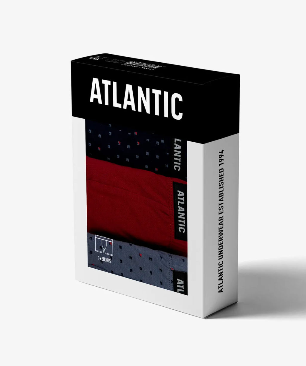 ATLANTIC 3MH-025/11 Трусы шорты Print 1 - набор 3 шт. темно-синий + красный + серый  фото 7
