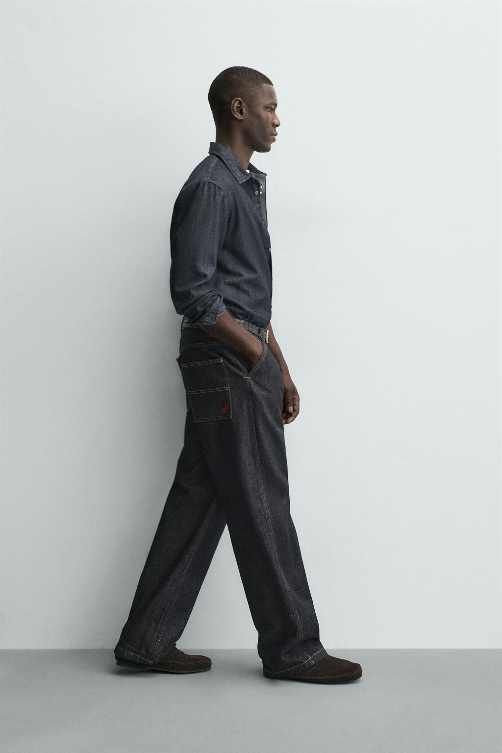 EMBROIDERED HEART DENIM CHINO TROUSERS - Zara фото 6