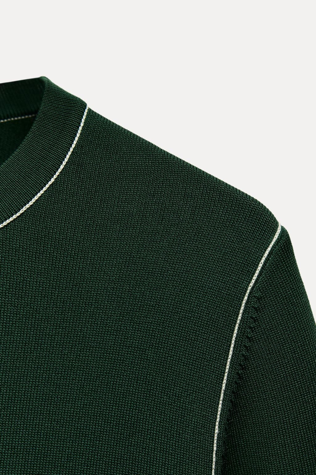 PLAIN KNIT TOP WITH CONTRAST TRIMS - Zara фото 24