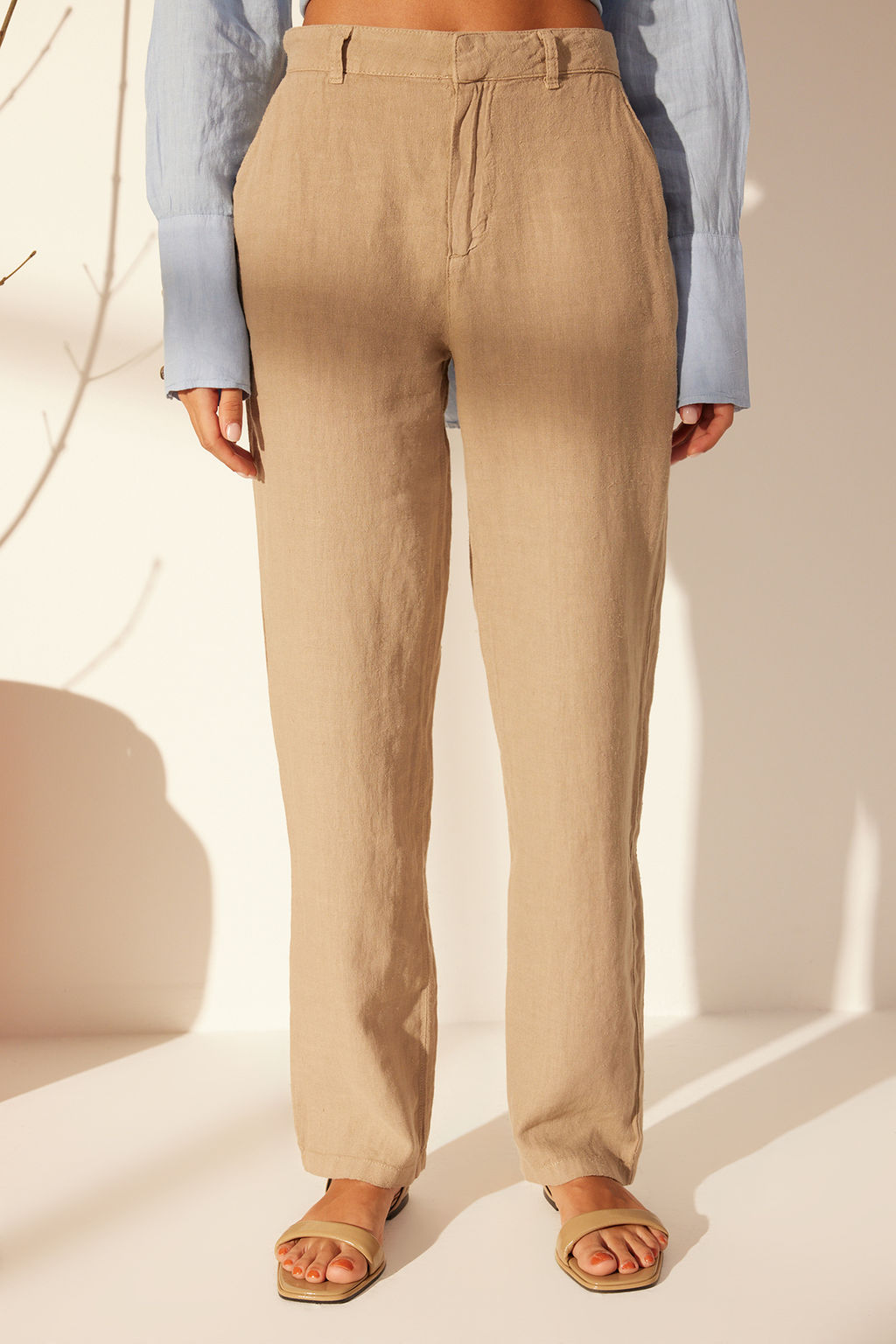 Haki %100 Keten Yuksek Bel Wide Leg Pantolon TWOSS24JE00246 - Trendyolmilla фото 16