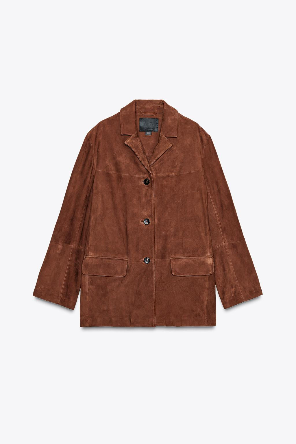 ZW COLLECTION LIMITED EDITION OVERSIZED SUEDE LEATHER BLAZER - Zara фото 8