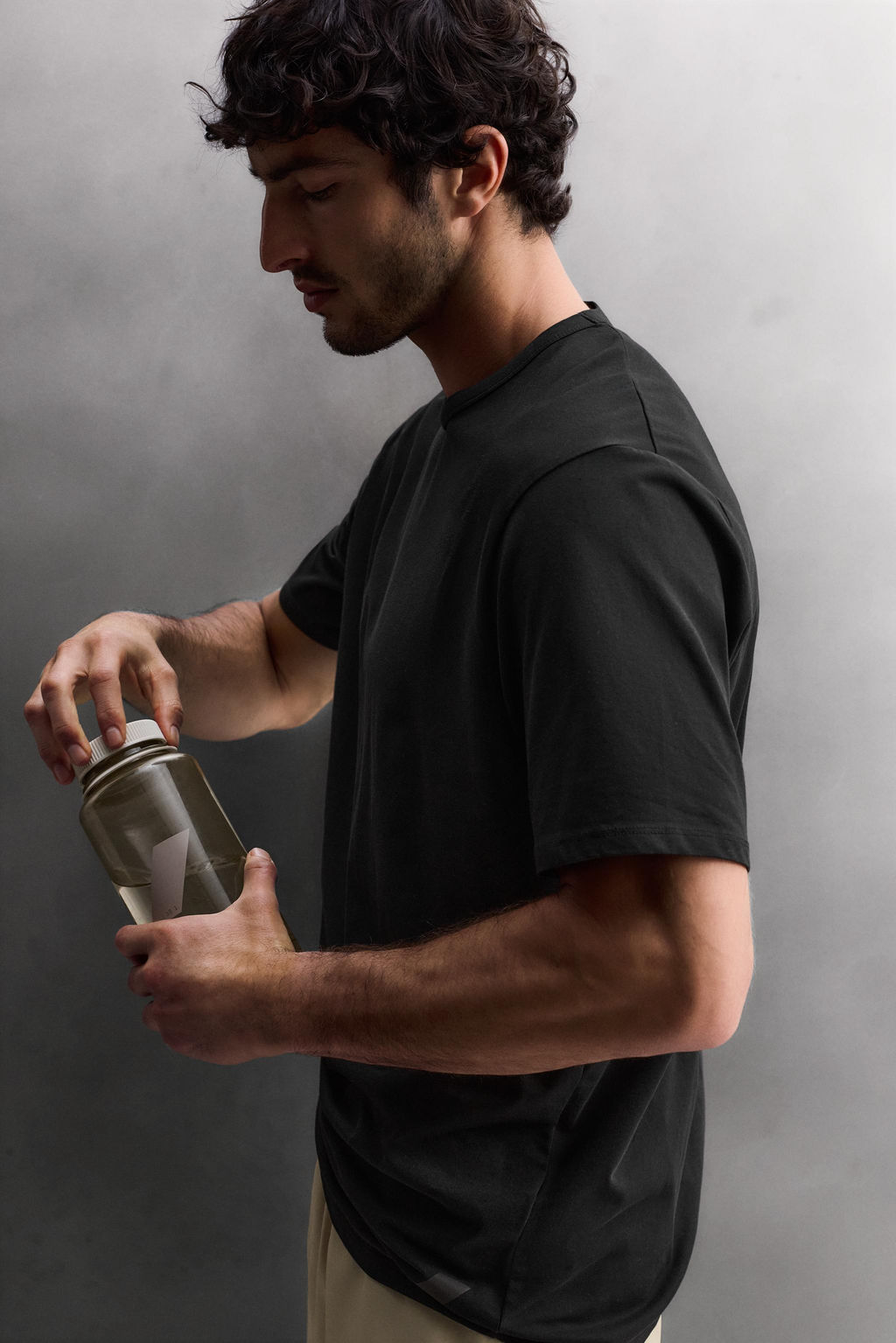 CAMISETA T?CNICA MEZCLA ALGOD?N / Negro - Zara фото 6