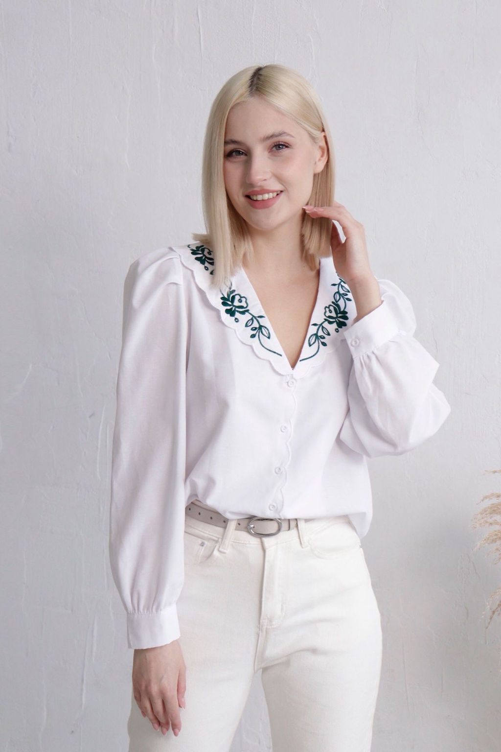 Блуза с вышивкой белая - Martichelli фото 11