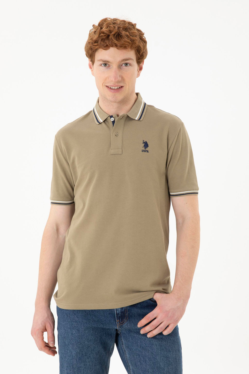 Футболка мужская U.S. Polo Assn хаки хлопок  фото 8