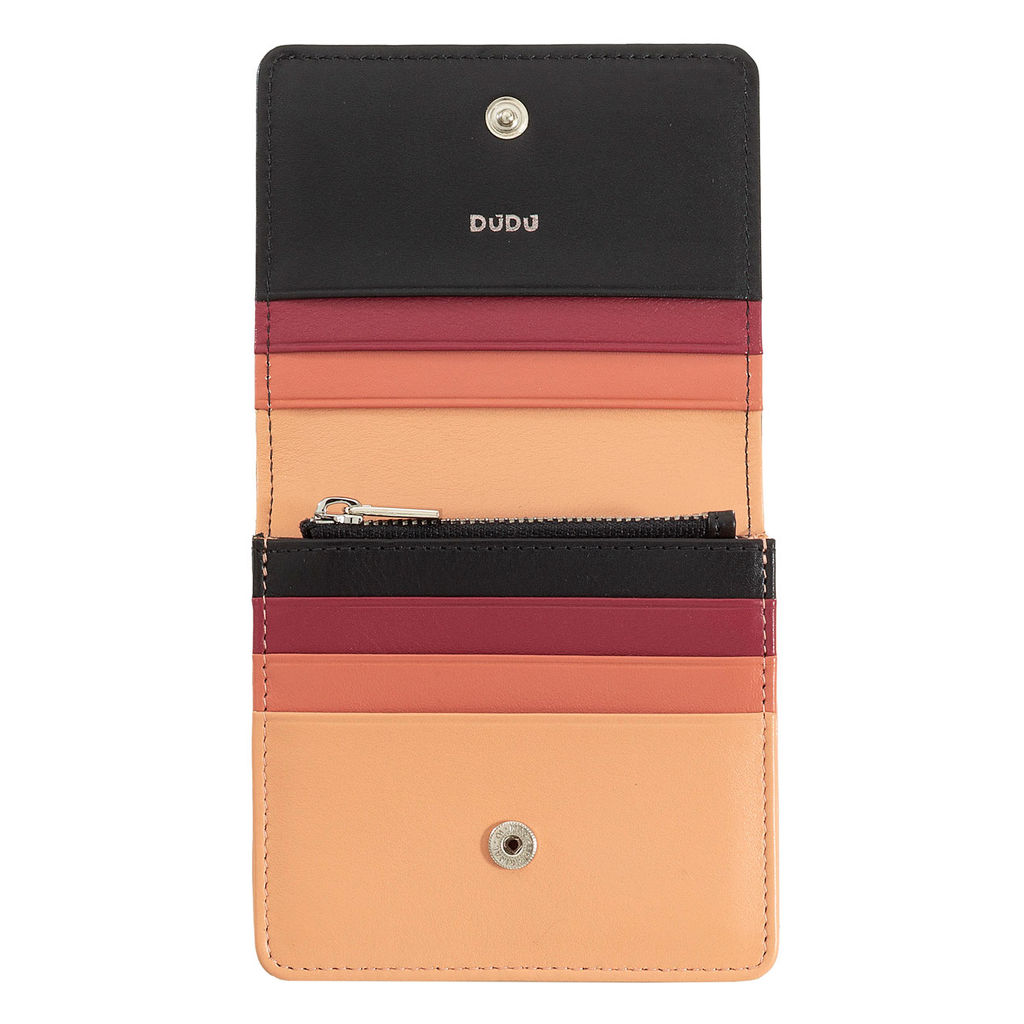 Итальянский кожаный кошелек DuDu серии Flores | черно-розовый - Dudubags фото 3