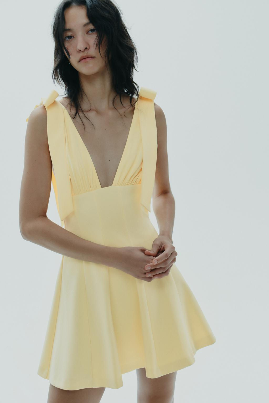 CONTRASTING SHORT DRESS WITH BOWS - Zara фото 2