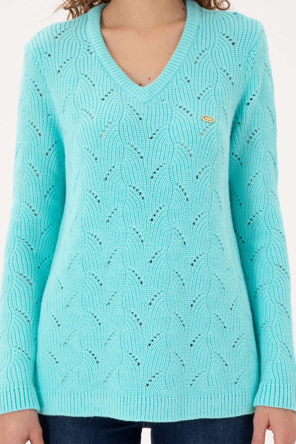 Женский водозеленый свитер с v-образным вырезом Неожиданная скидка в корзине - U.s. polo assn фото 6