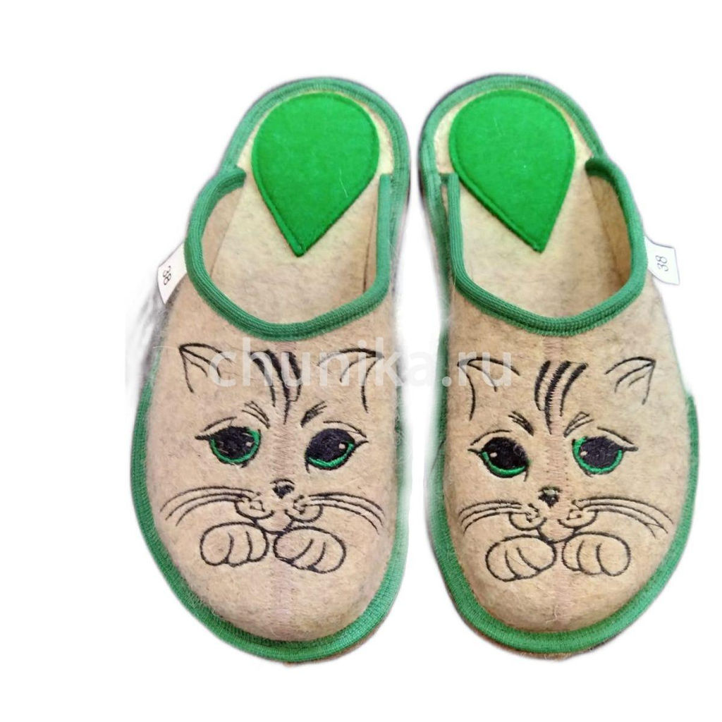 Тапочки без задника, вышивка «кошечки» - Чуника фото 3