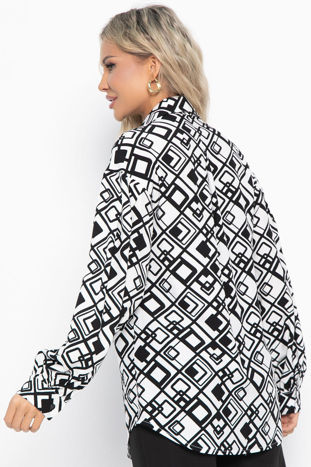 Блуза хлопковая Танец линий (черно-белая) Б14856-14М