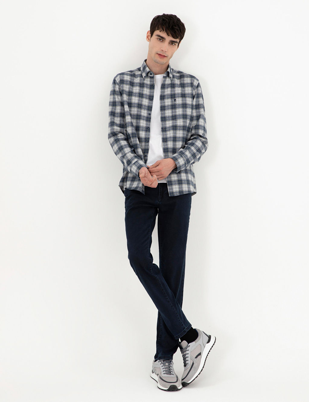 Lacivert Ekose Regular Fit Uzun Kollu G_mlek - Pierre cardin фото 4