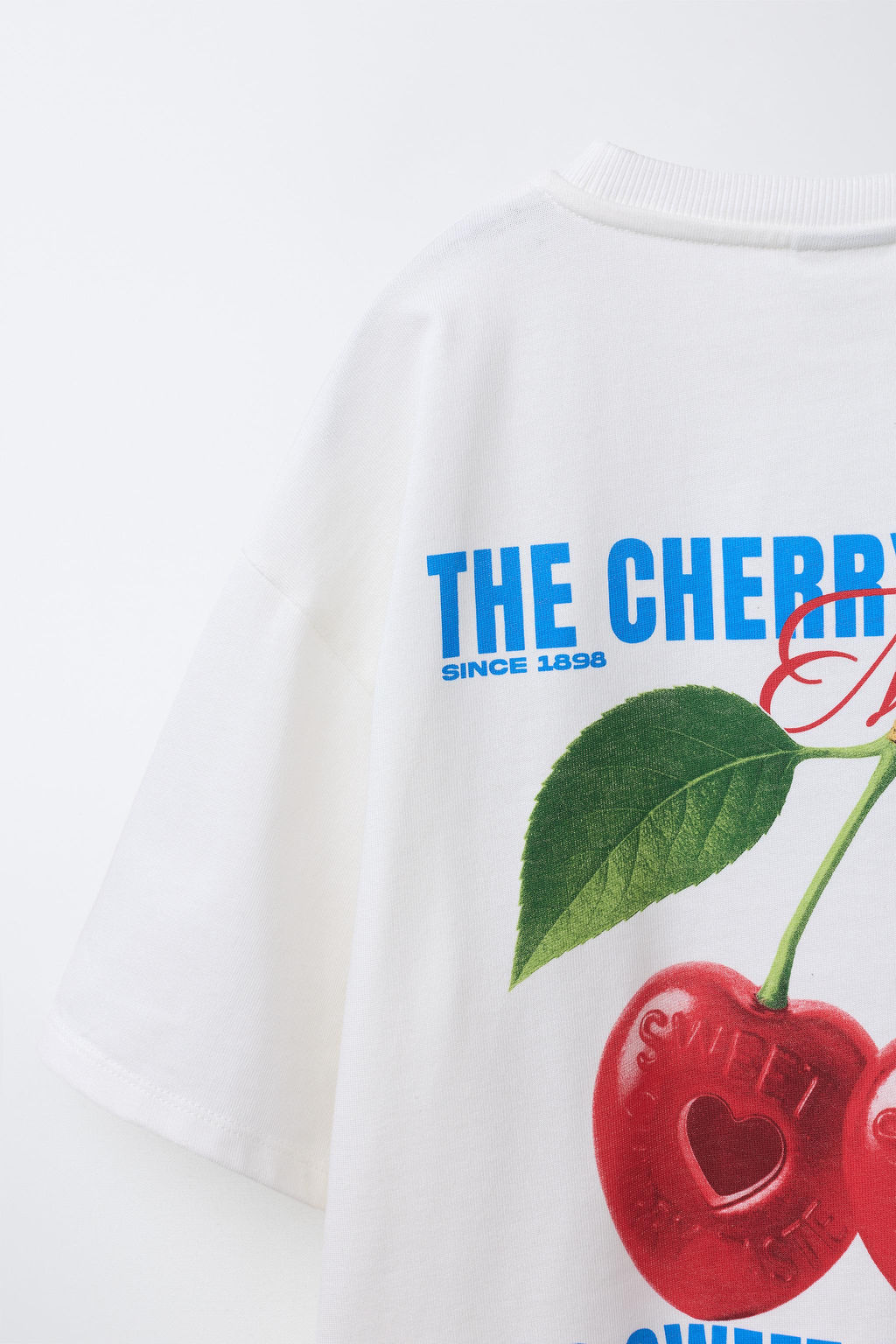 Футболка Zara Estampada Cerezas y Caramelo белая