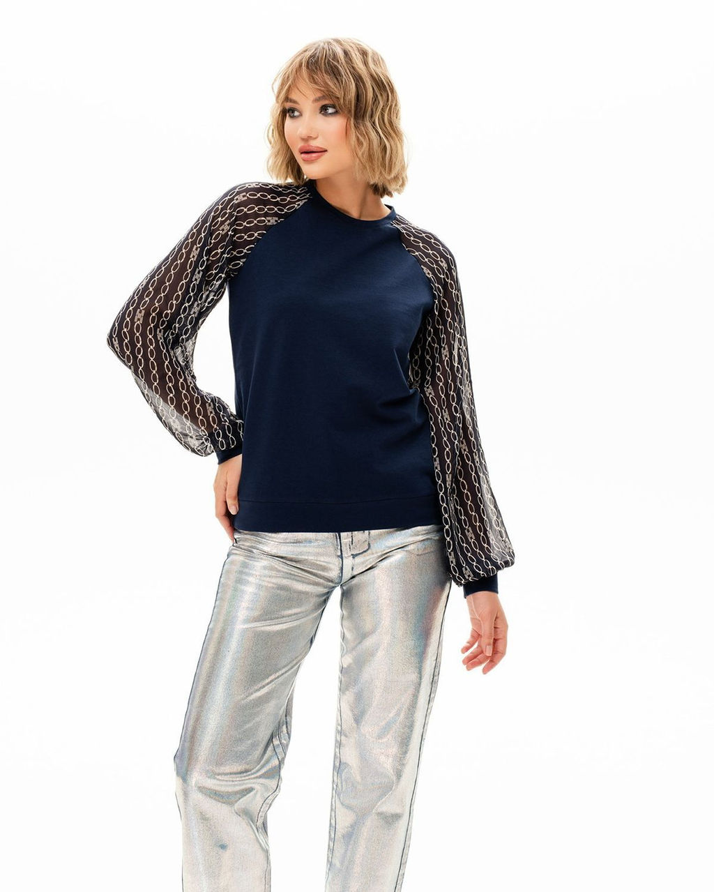 Свитшот с шифоновым рукавом реглан - Sahar art lab фото 10