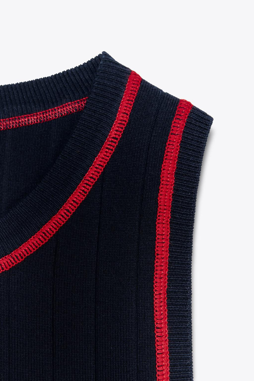 CONTRAST STITCH SLEEVELESS KNIT TOP - Zara фото 4