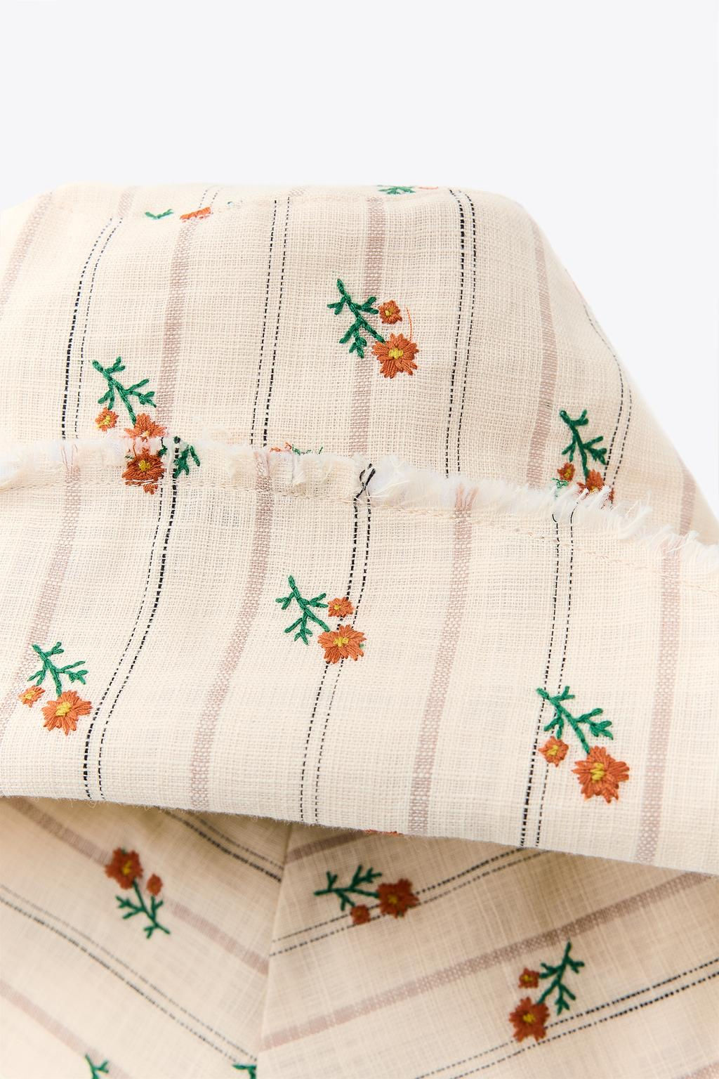 STRIPED FLORAL BUCKET HAT - Zara фото 3