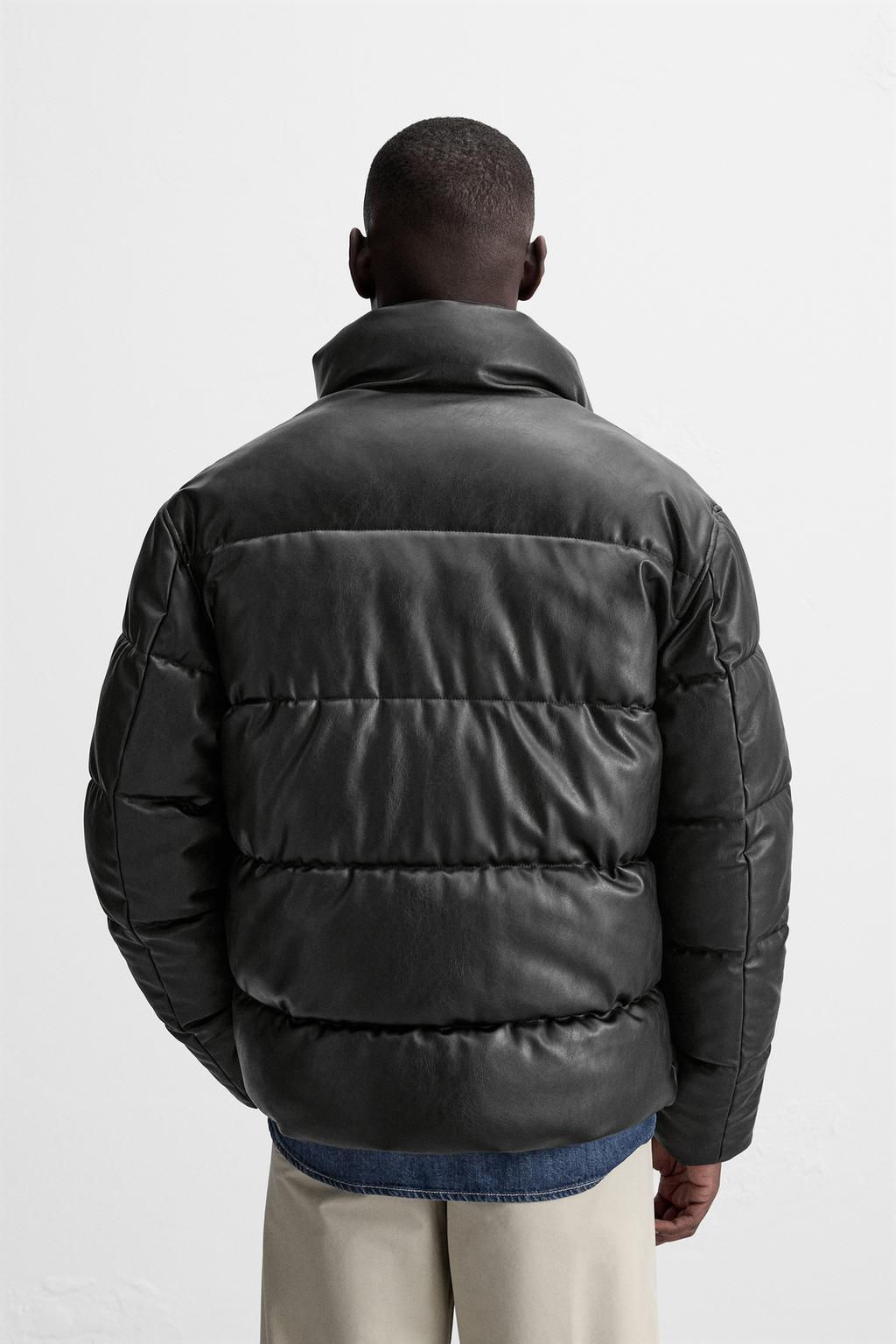 LEATHER EFFECT PUFFER JACKET - Zara фото 3