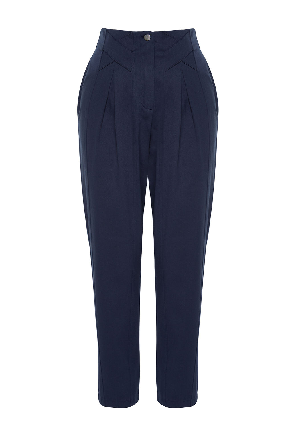 Lacivert Pamuklu Havuc Kal?p Serit Detayl? Dokuma Pantolon TWOAW22PL0342