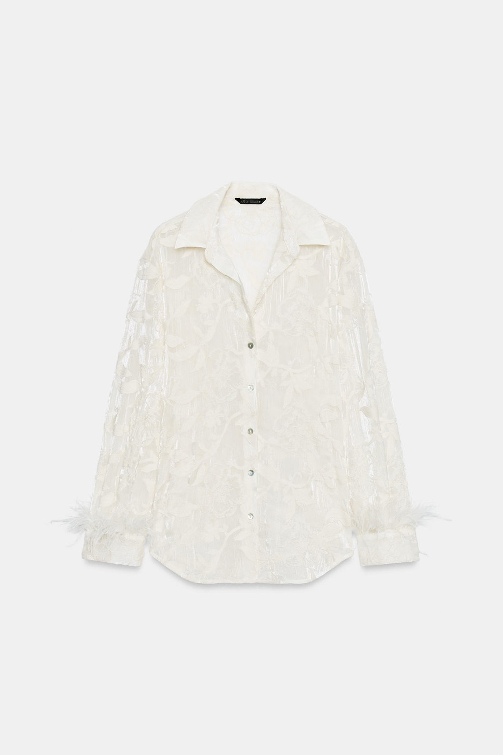 CAMISA BORDADAS PLUMAS / Crudo - Zara фото 10