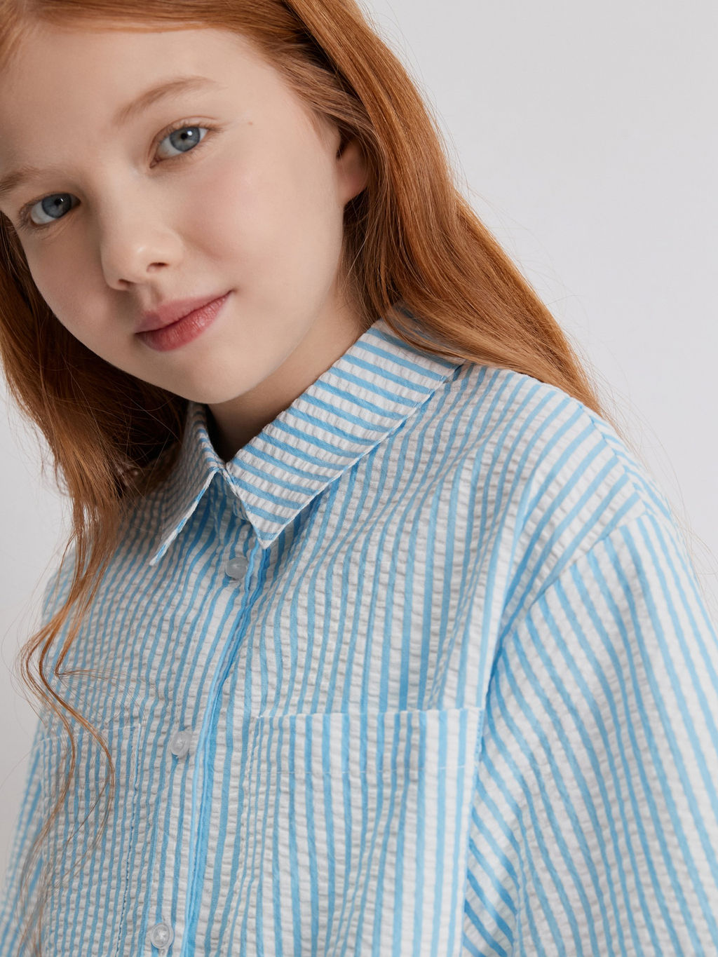 ACOOLA / Блузка детская для девочек Messia_bl голубая полоска  фото 6