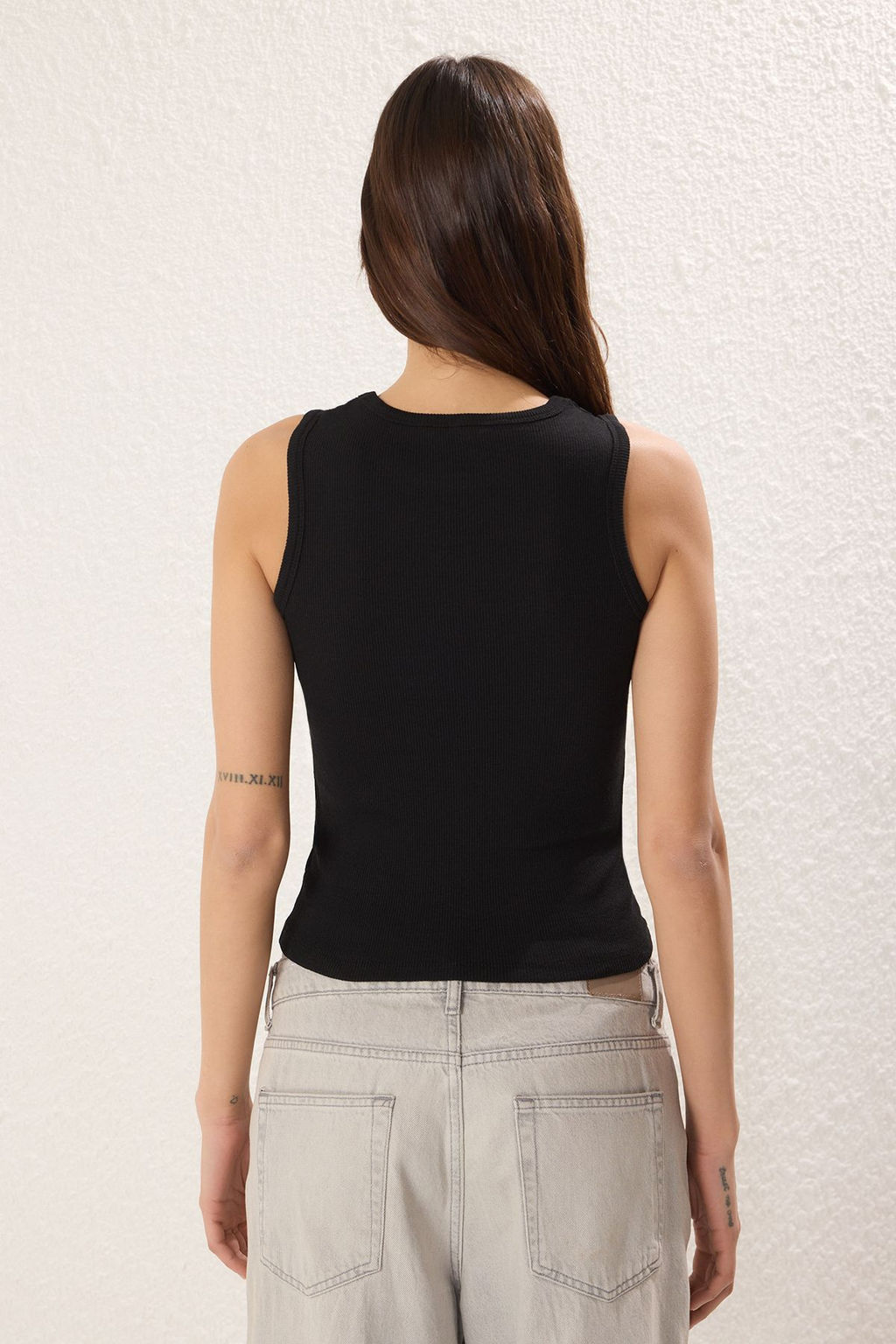 Ekru-Siyah 2li Paket Fitilli Esnek Vucuda Oturan Orme Bluz TWOSS25BZ00439 - Trendyolmilla фото 7