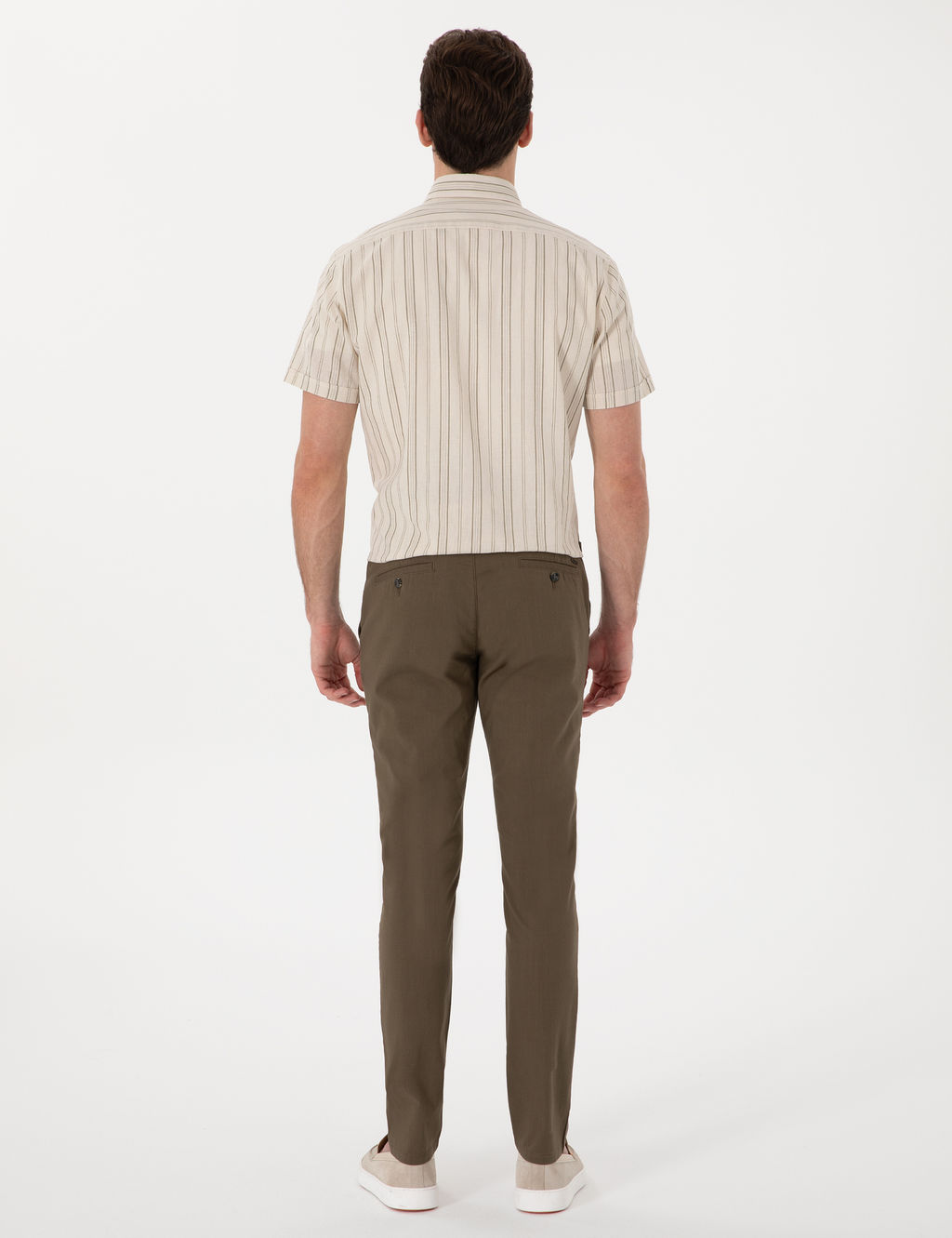 Haki Slim Fit Keten G_r_n_ml_ Kanvas Pantolon