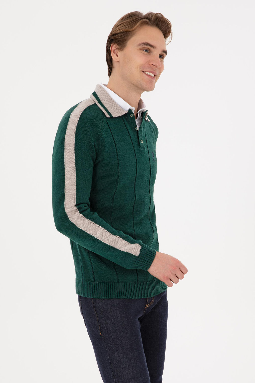 Erkek Regular Fit Polo Yaka Koyu Ye_il Kazak - U.s. polo assn фото 3
