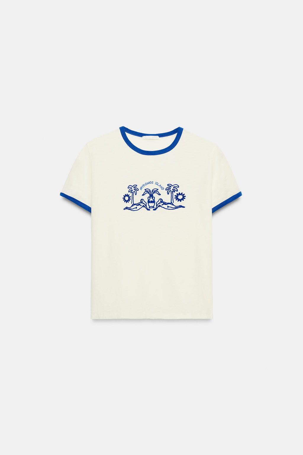 CAMISETA MANGA CORTA BORDADOS / Blanco - Zara фото 4