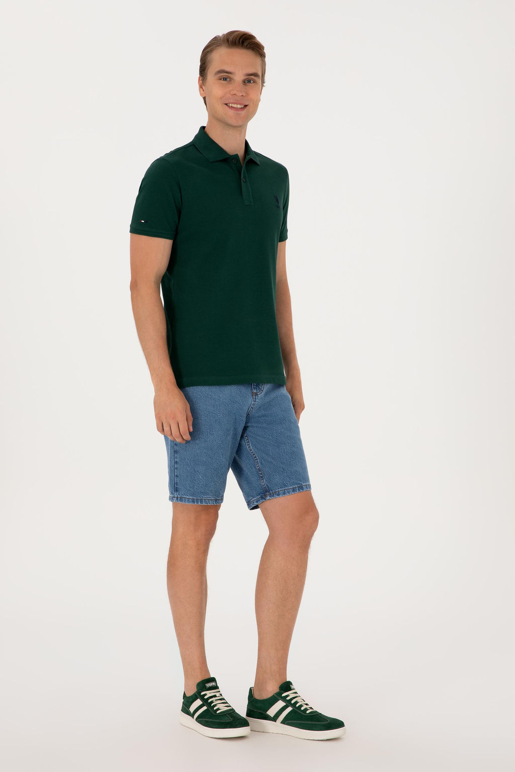 Erkek Slim Fit Polo Yaka Koyu Ye_il Basic Ti__rt Sepette S_rpriz _ndirim - U.s. polo assn фото 4