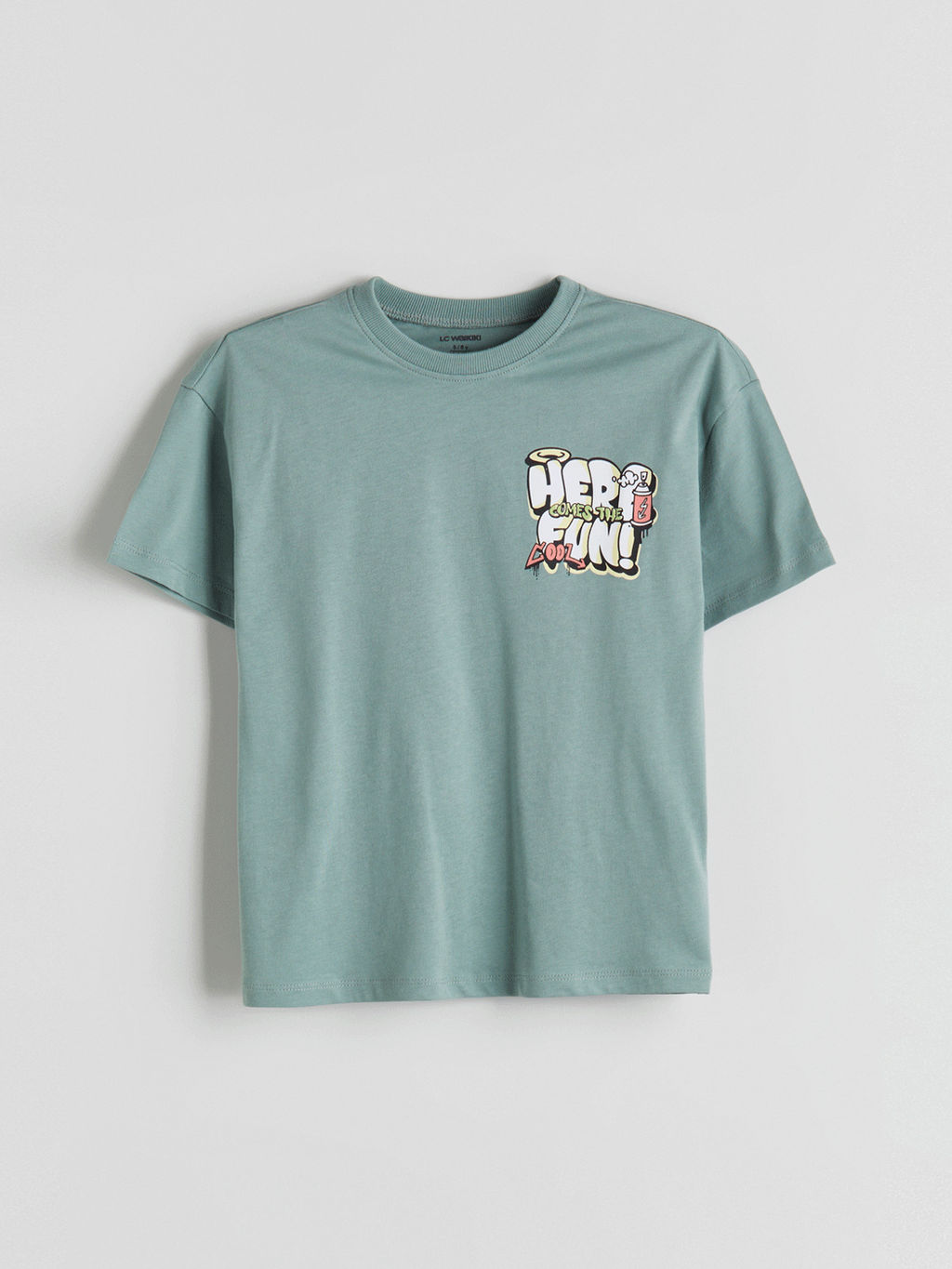 Bisiklet Yaka Bask?l? Erkek ?ocuk Ti??rt