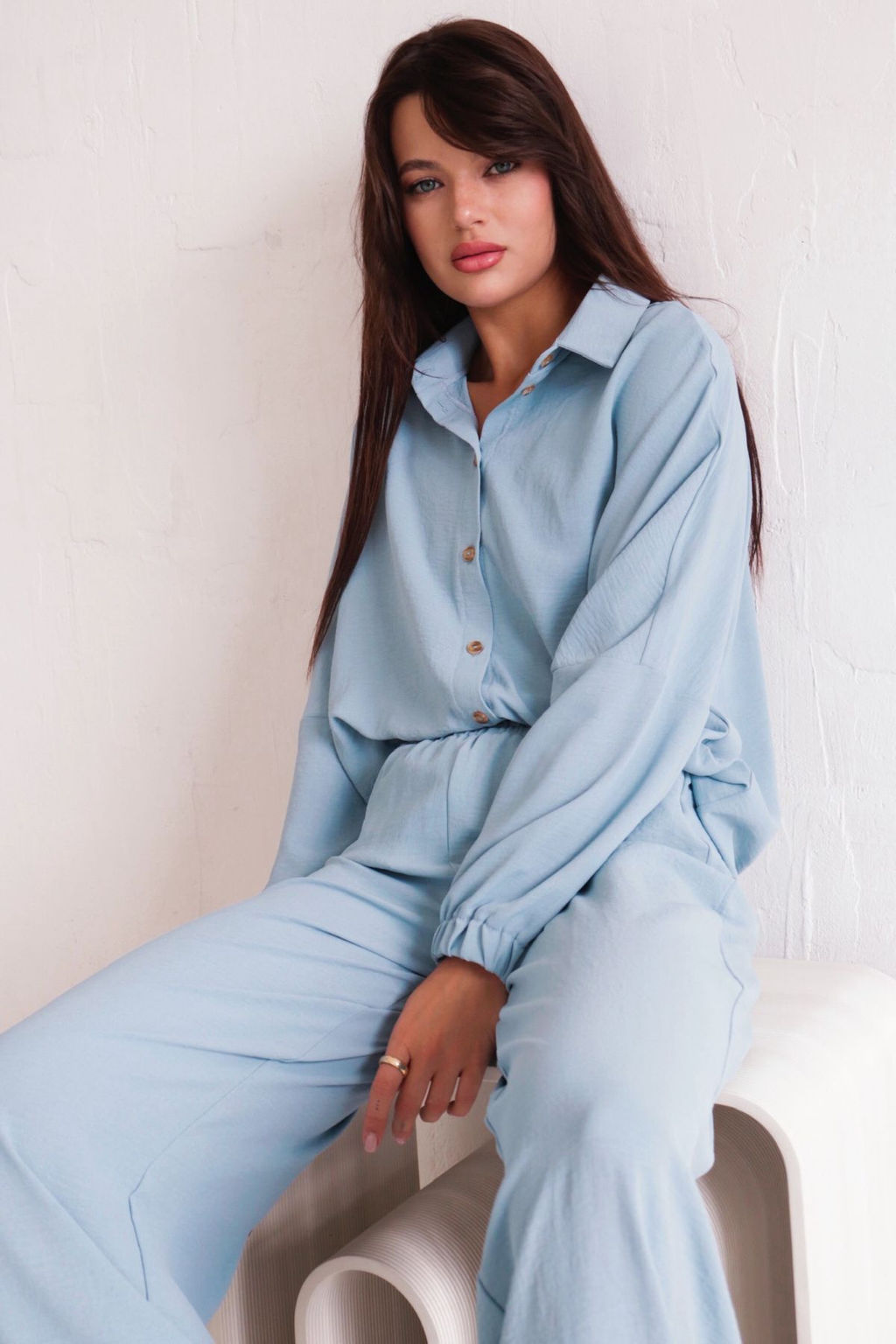 9650 Костюм в пижамном стиле голубой - Martichelli фото 9