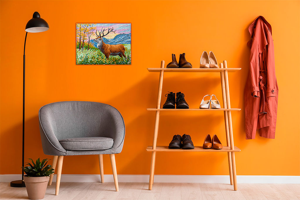 Кристальная (алмазная) мозаика ФРЕЯ ALPD-131 на подрамнике Олень в горах 40 х 30 см