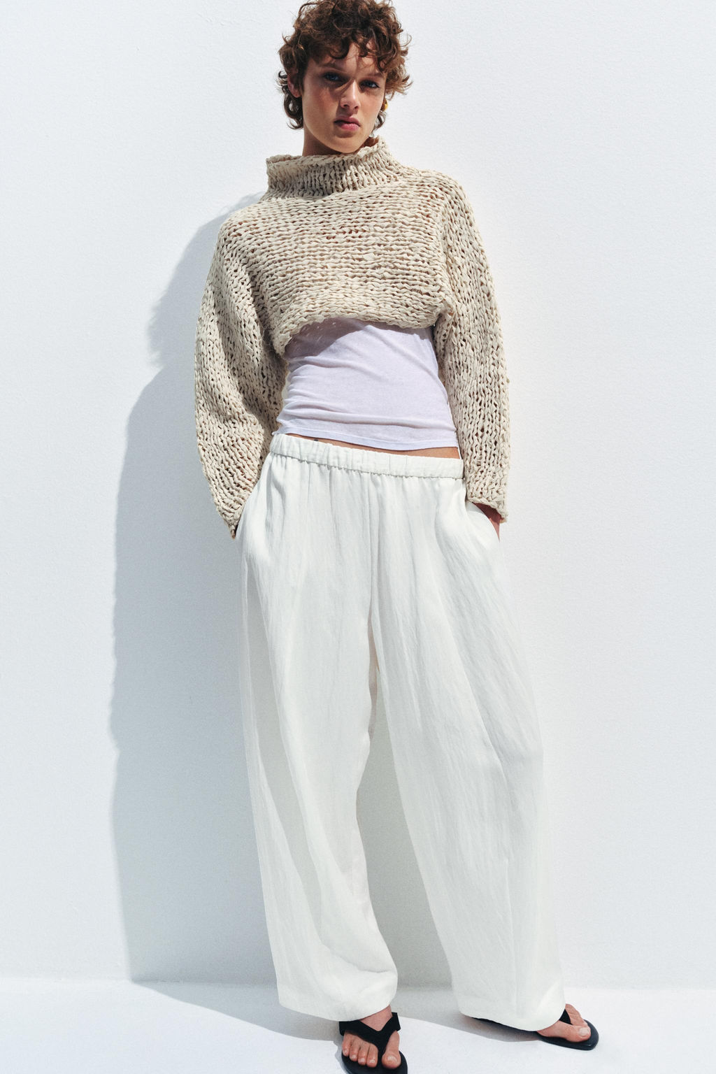 PANTAL?N BARREL FLUIDO ZW COLLECTION / Blanco roto - Zara фото 10