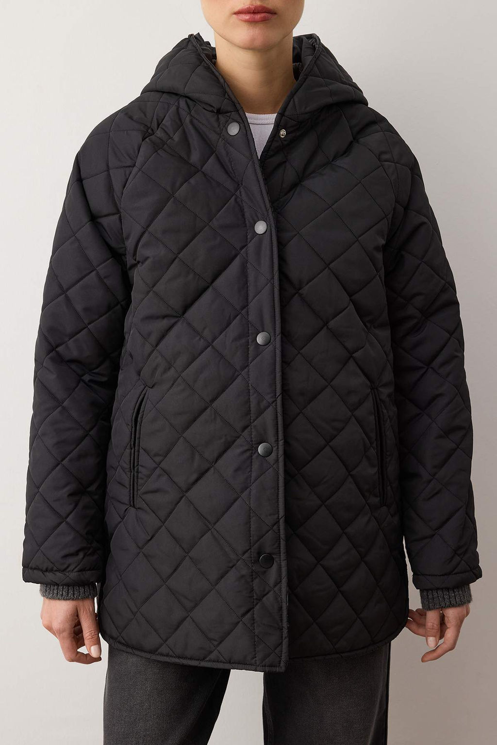 TRENDYOLMILLA Gri Kapusonlu Su Itici Kapitone Mont TWOAW23MO00131  фото 41