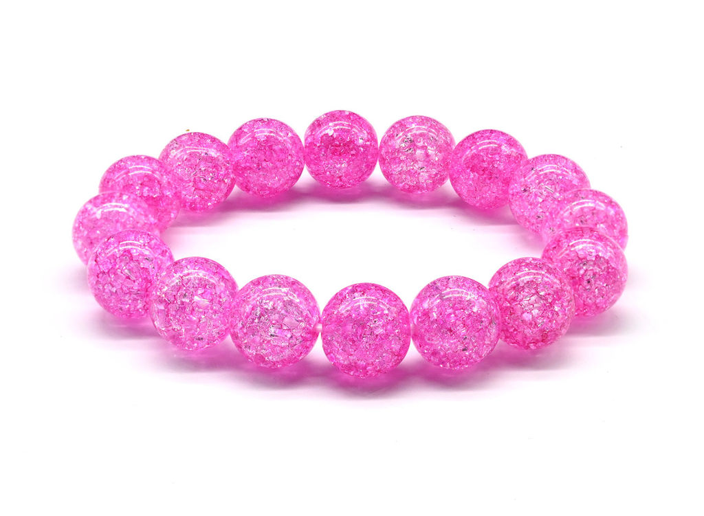 Браслет из сахарного кварца шарик 12мм цв.фуксия, 16см