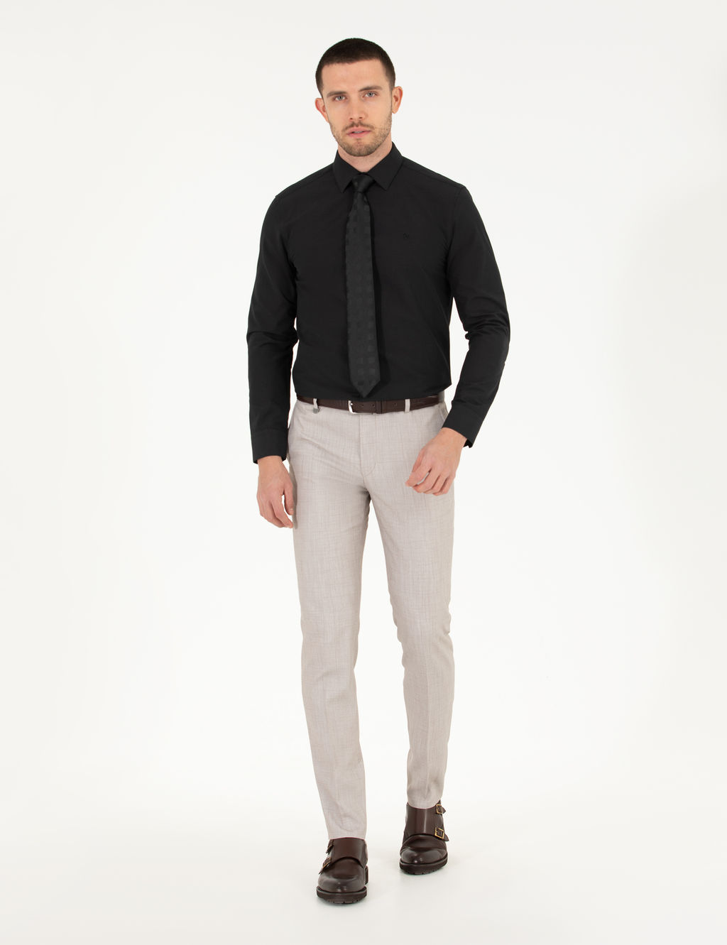 Siyah Slim Fit Uzun Kollu Klasik G_mlek