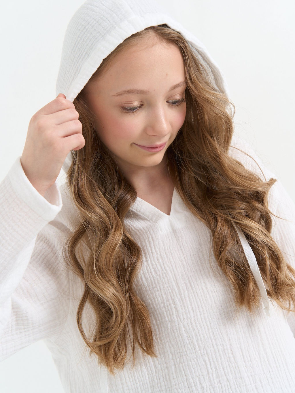 Рубашка муслиновая с капюшоном Молоко 7+ - Bungly фото 8