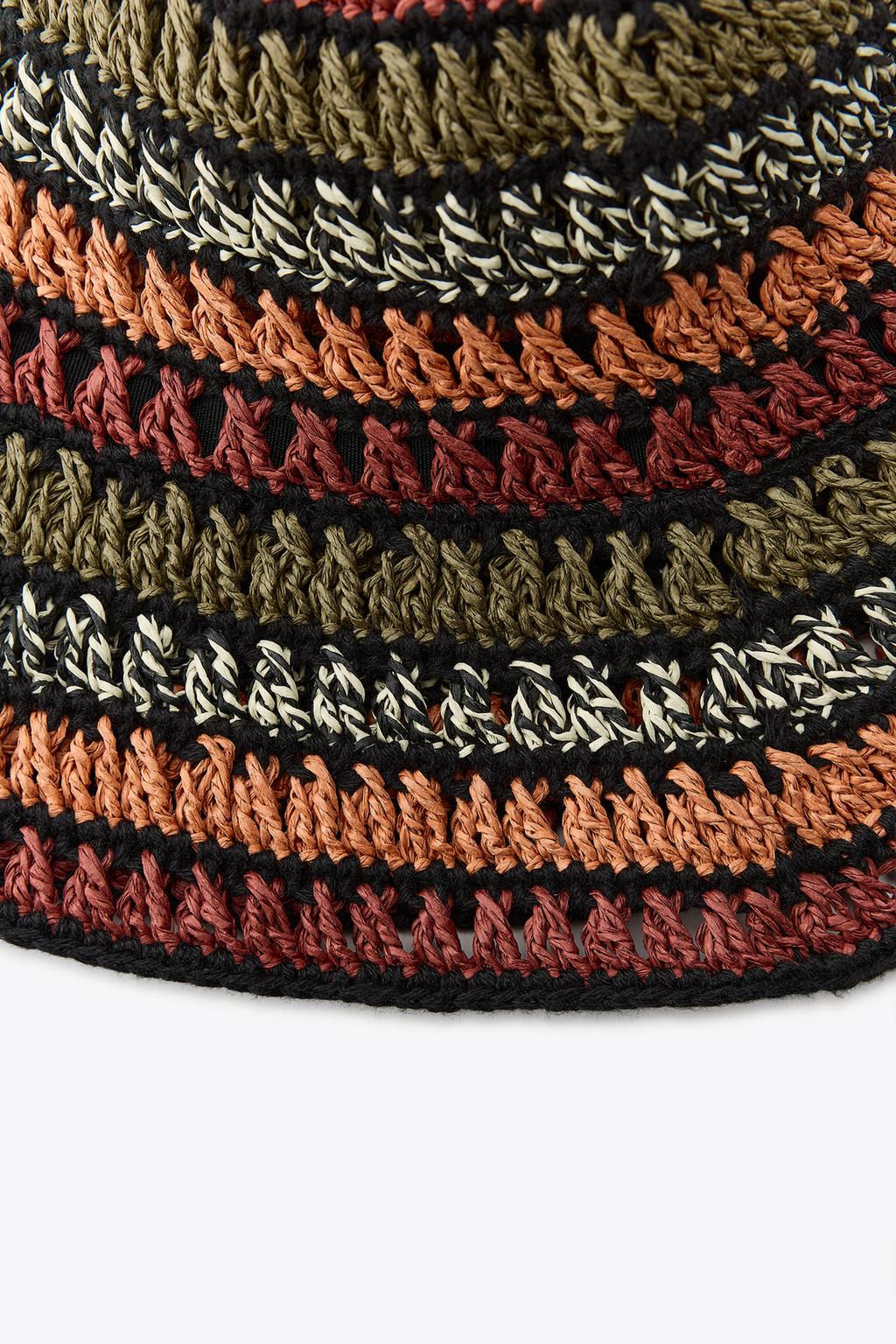 CONTRAST MIXED BRAIDED BUCKET HAT - Zara фото 4